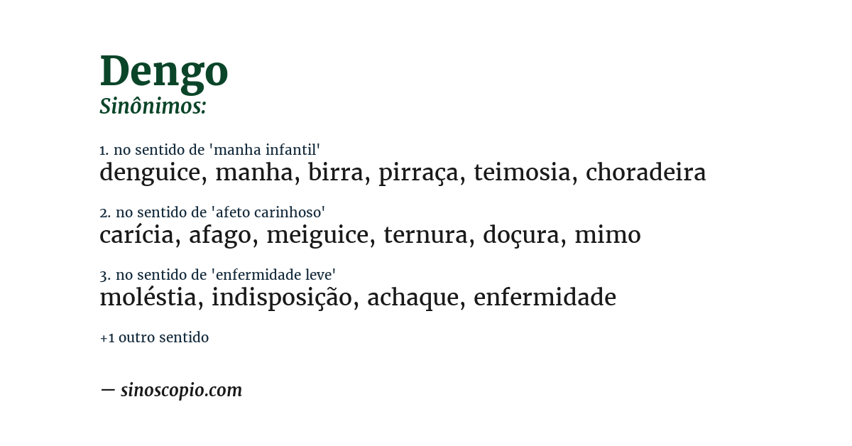 Sinônimo de dengo