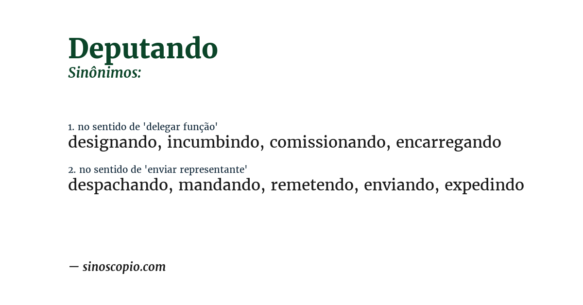 Sinônimo de deputando