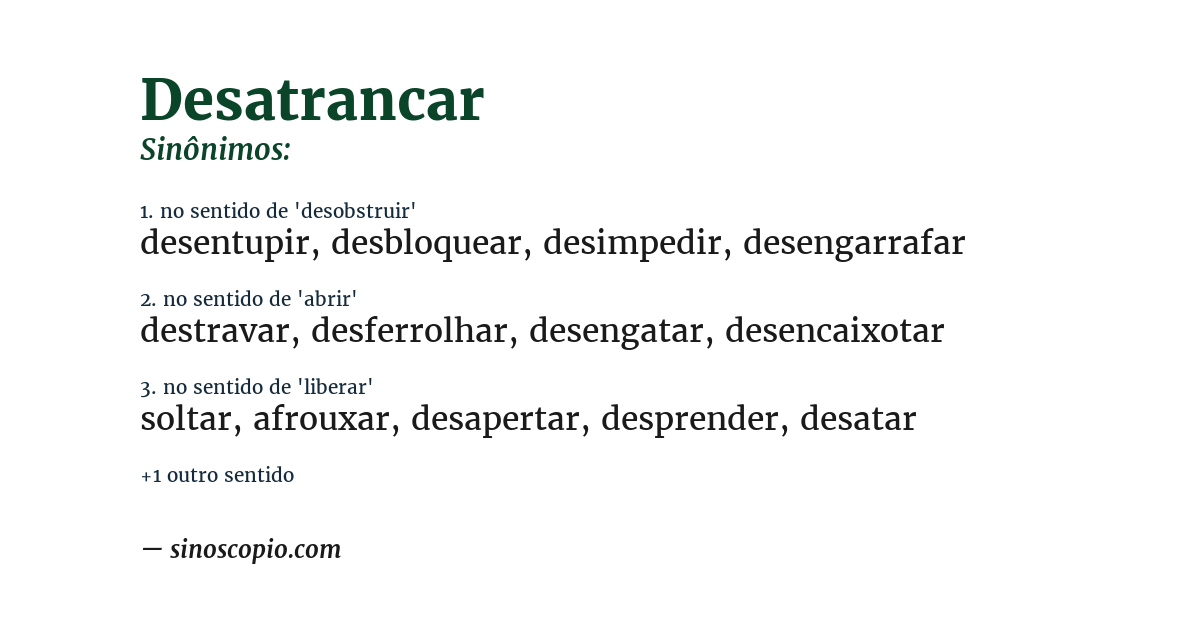 Sinônimo de desatrancar