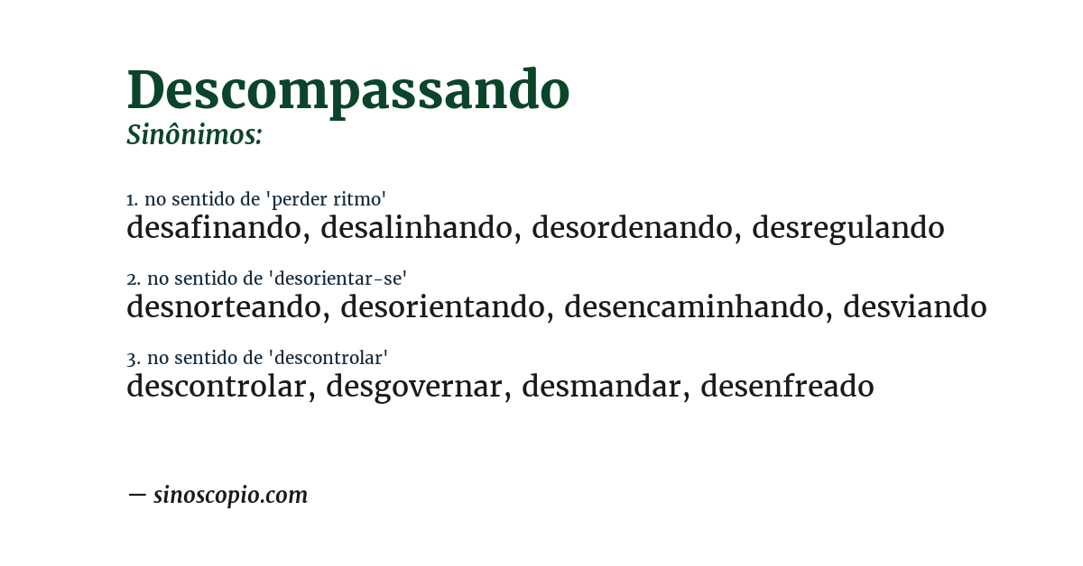 Sinônimo de descompassando
