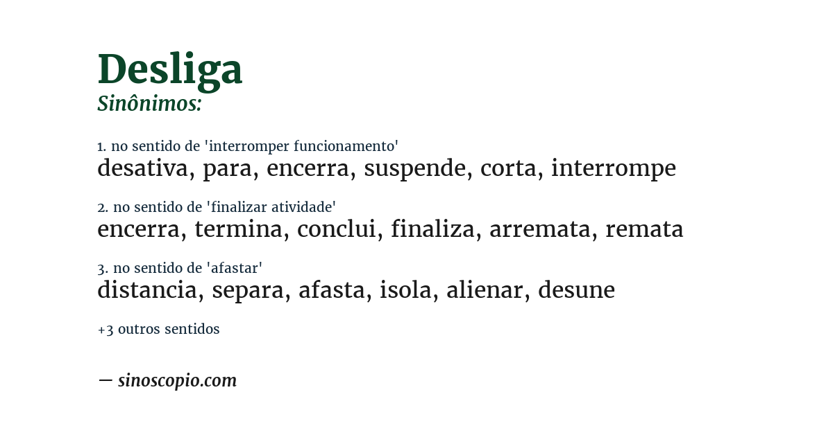 Sinônimo de desliga