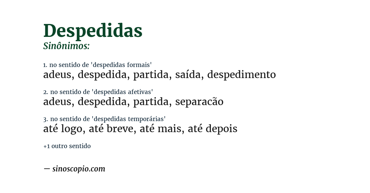 Sinônimo de despedidas