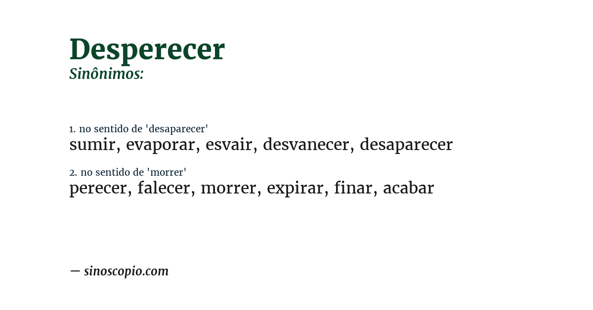 Sinônimo de desperecer