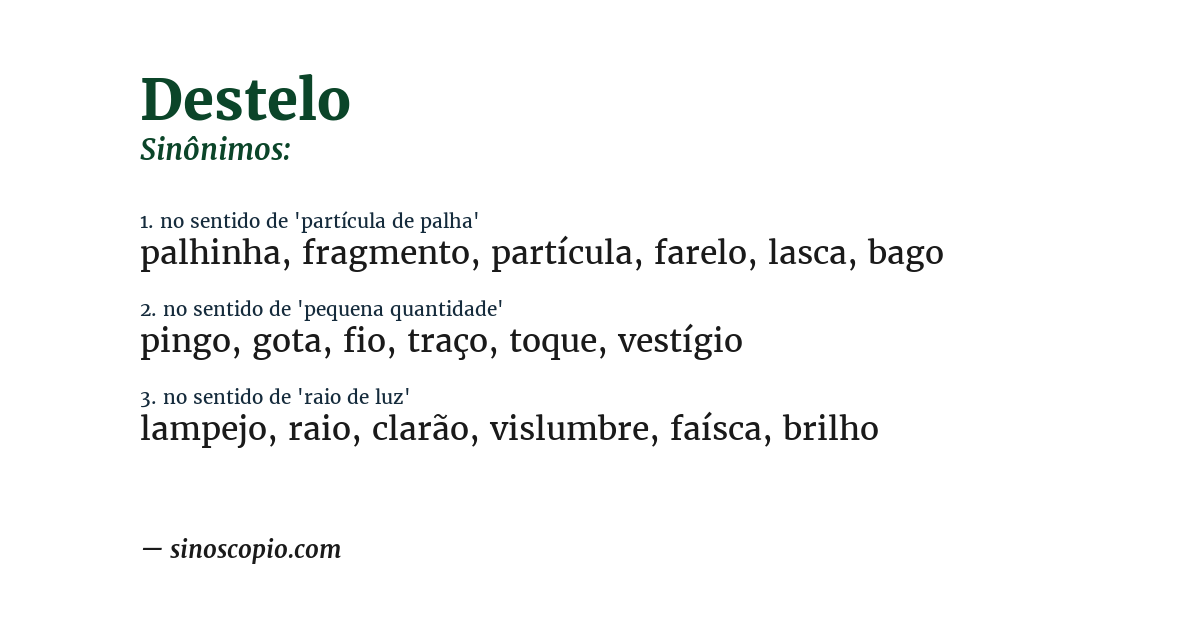 Sinônimo de destelo