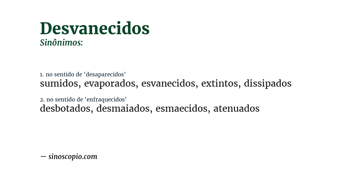 Sinônimo de desvanecidos