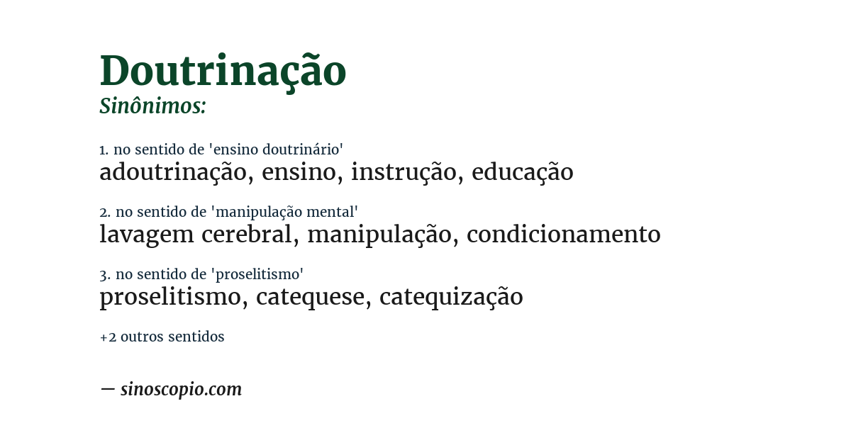 Sinônimo de doutrinação