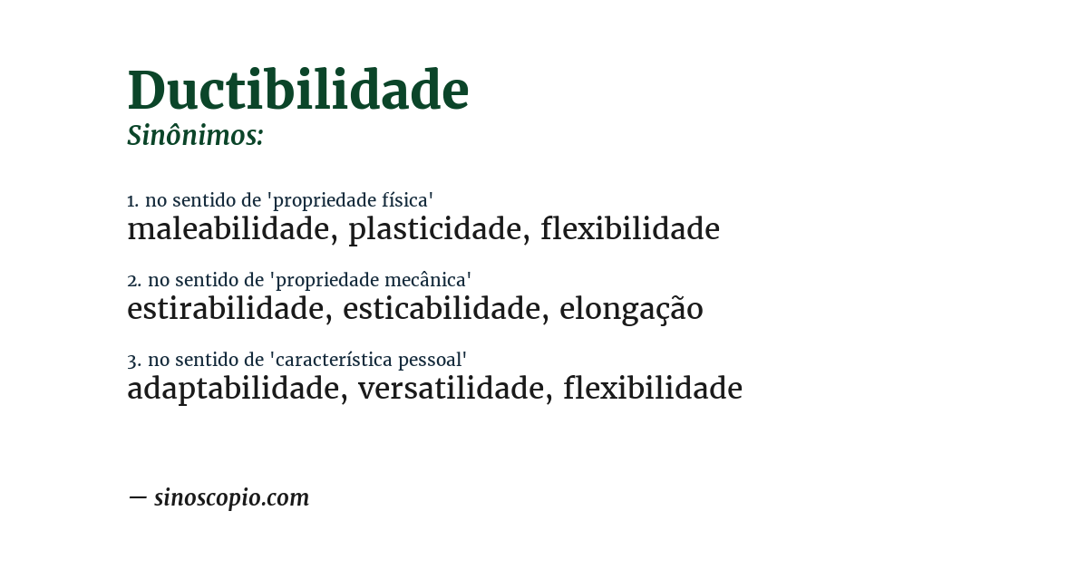 Sinônimo de ductibilidade