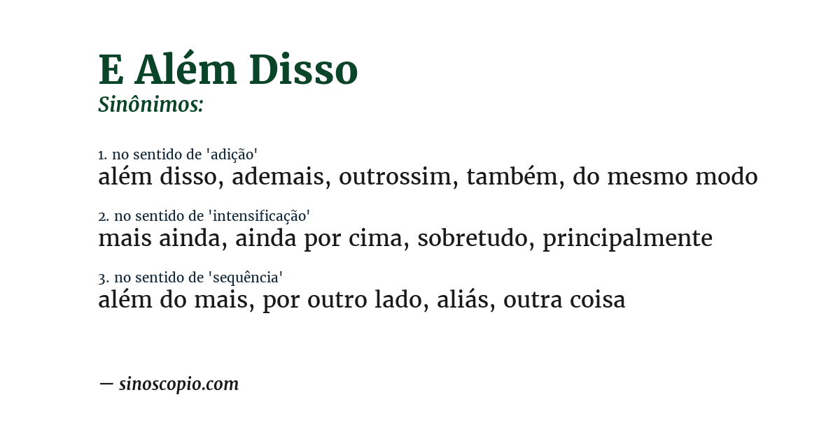 Sinônimo de e além disso