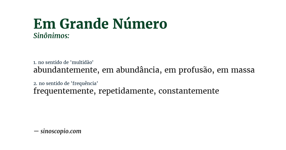 Sinônimo de em grande número
