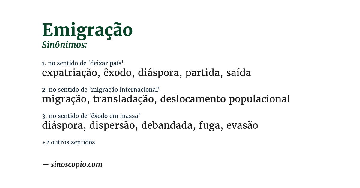 Sinônimo de emigração