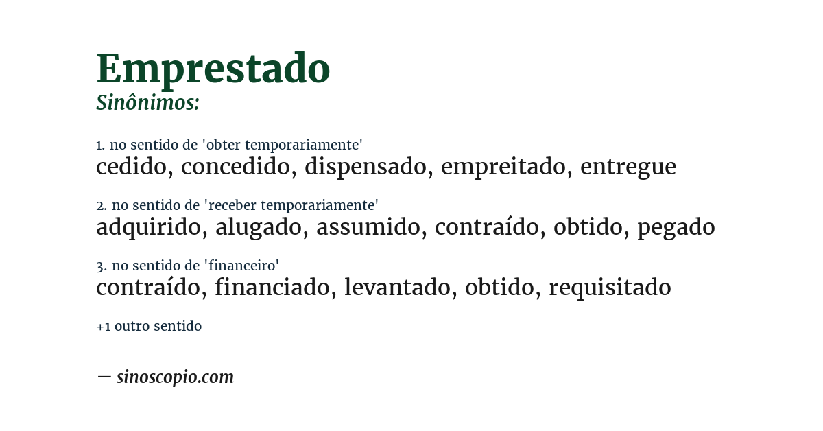 Sinônimo de emprestado