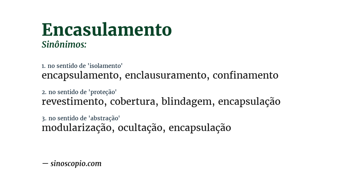Sinônimo de encasulamento