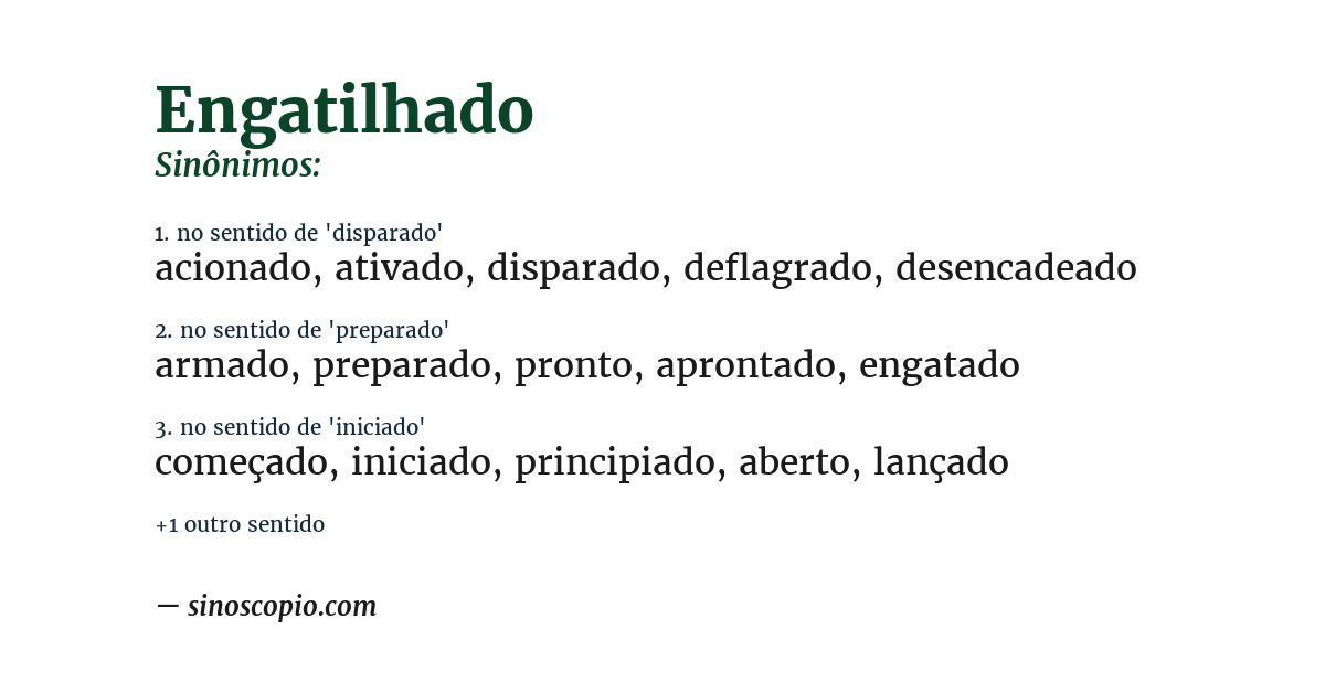 Sinônimo de engatilhado