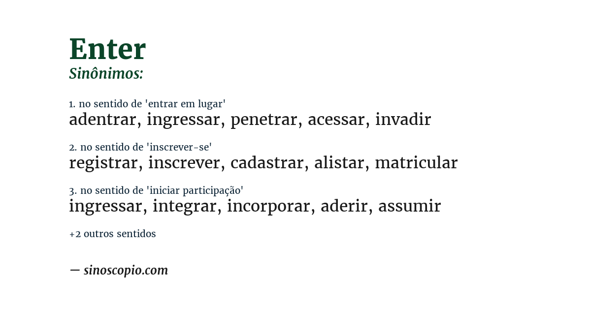 Sinônimo de enter