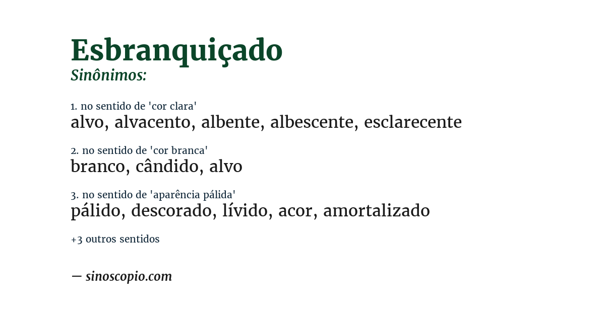 Sinônimo de esbranquiçado