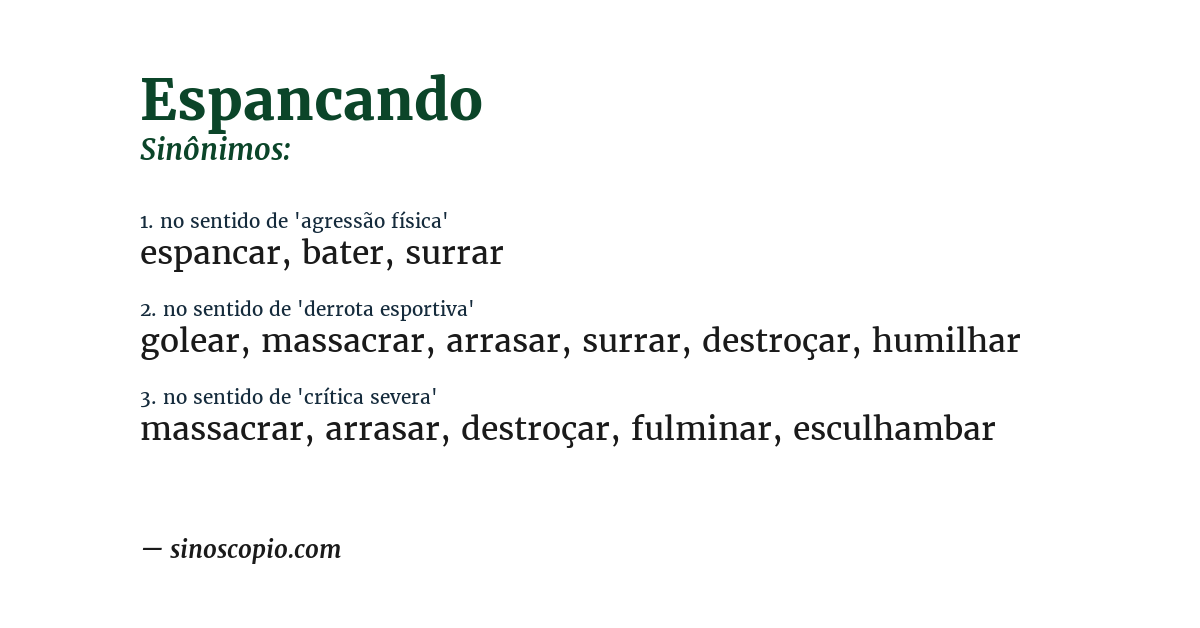Sinônimo de espancando
