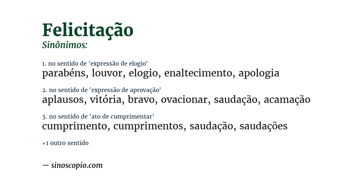 Sinônimo de felicitação