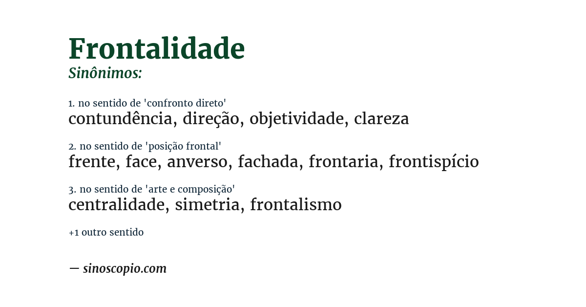 Sinônimo de frontalidade