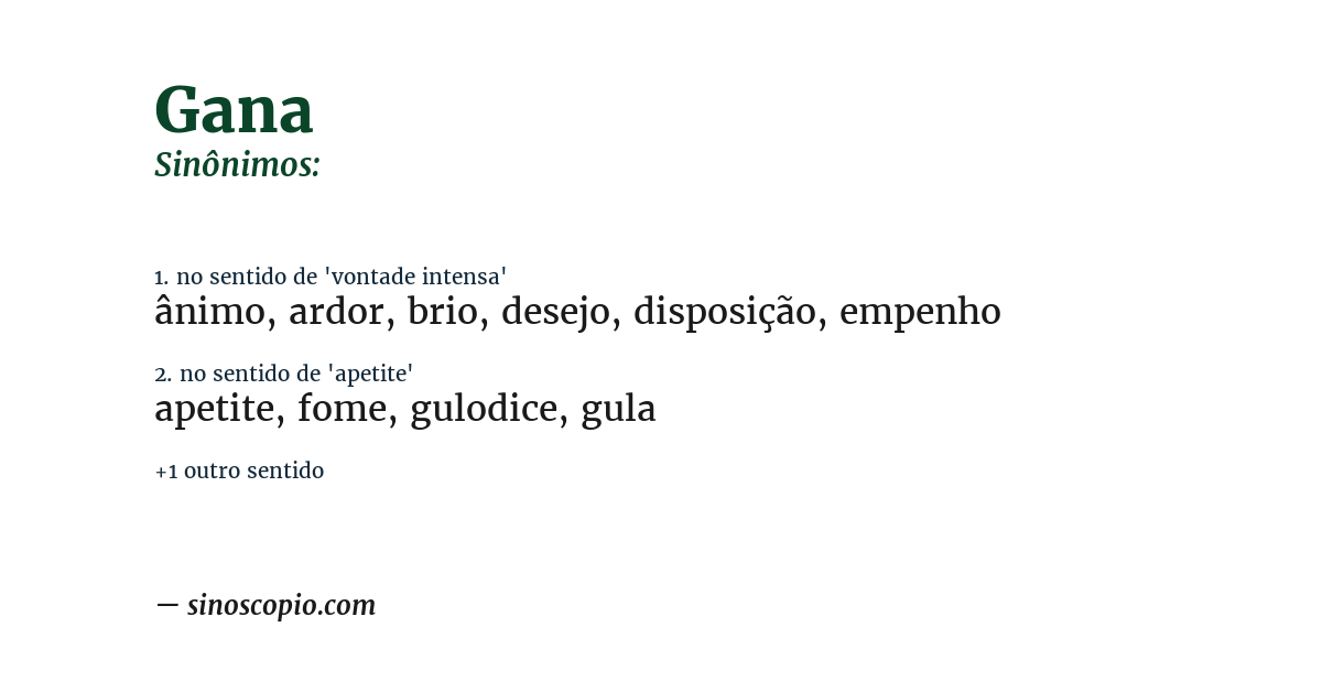 Sinônimo de gana