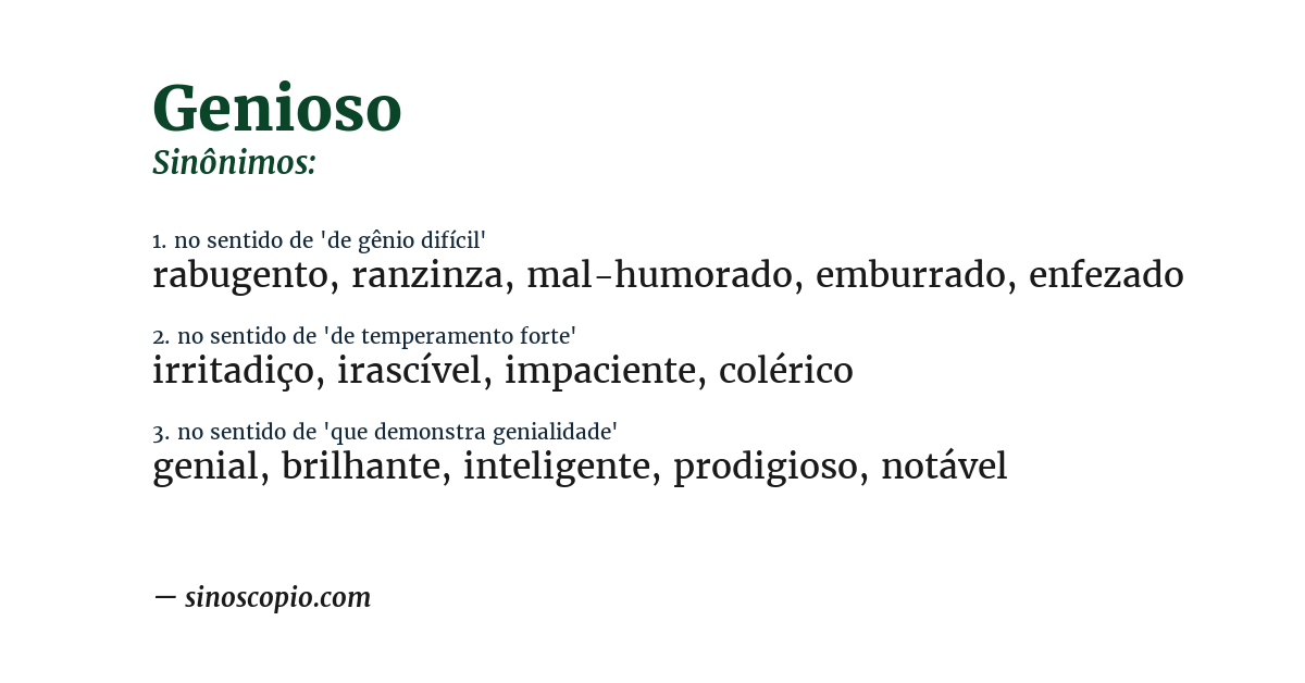 Sinônimo de genioso