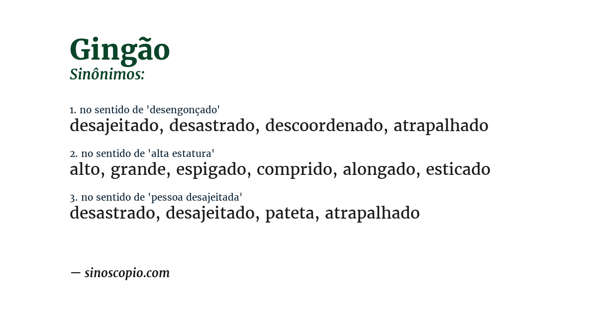 Sinônimo de gingão