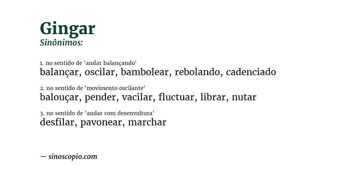 Sinônimo de gingar