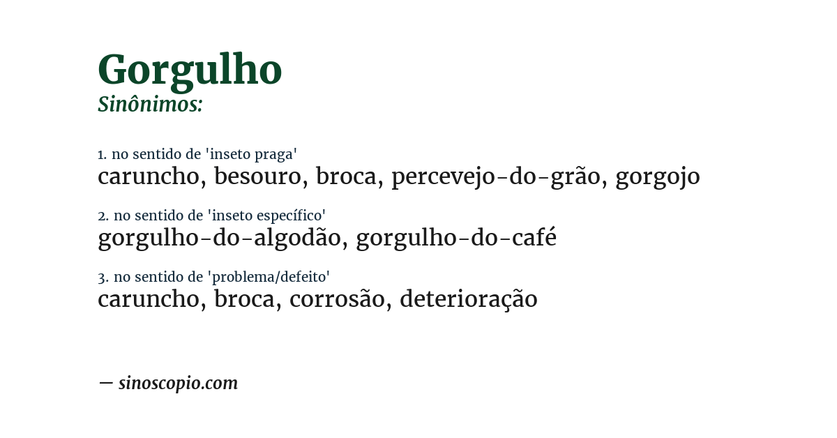 Sinônimo de gorgulho