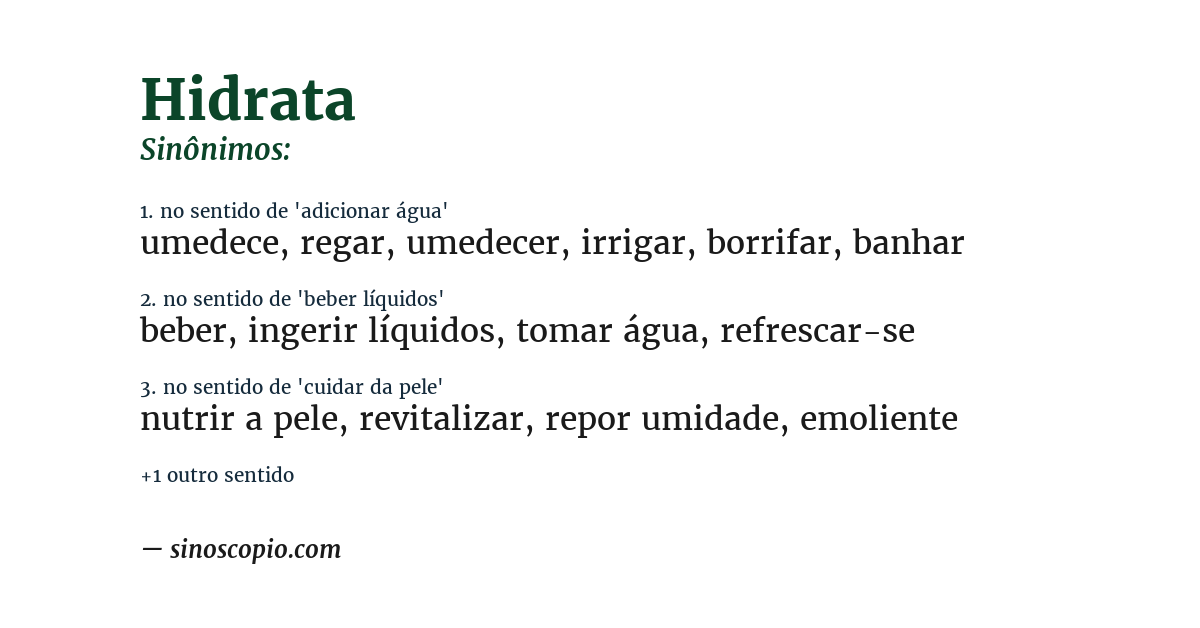 Sinônimo de hidrata