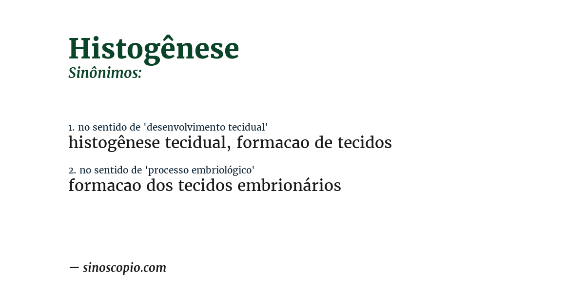 Sinônimo de histogênese