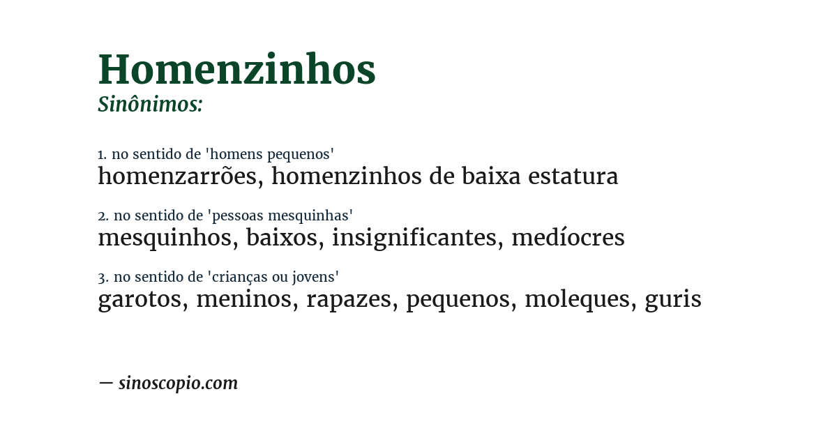 Sinônimo de homenzinhos