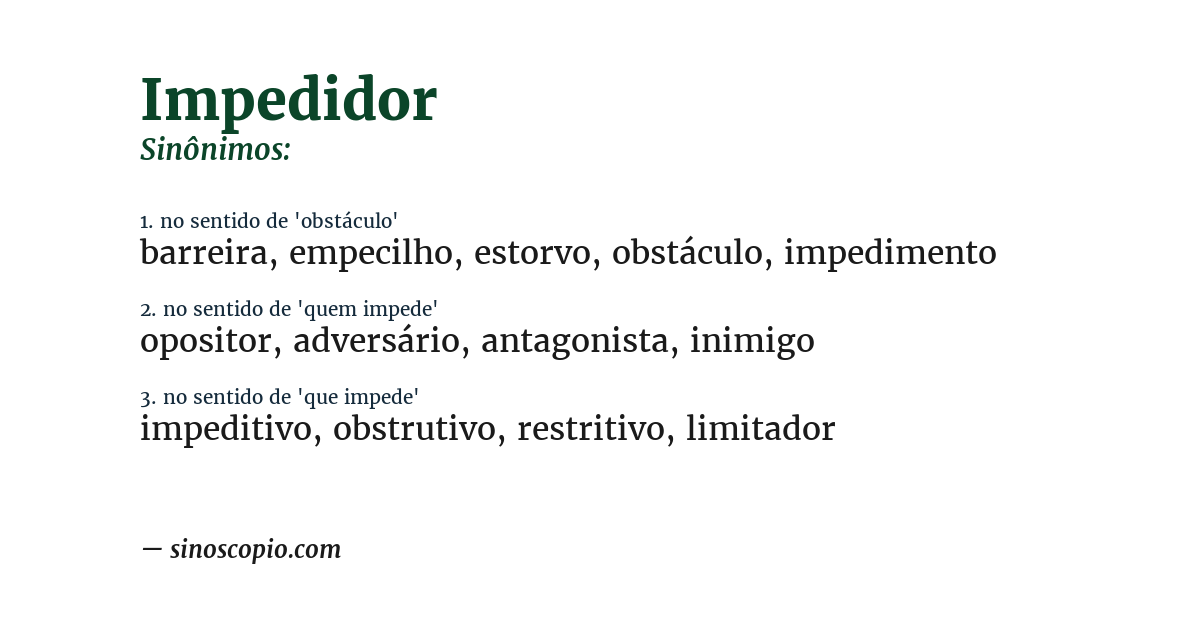 Sinônimo de impedidor