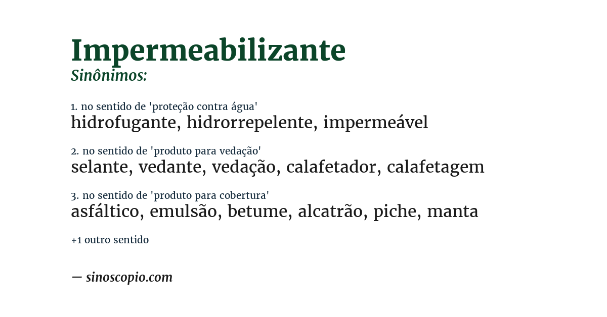 Sinônimo de impermeabilizante