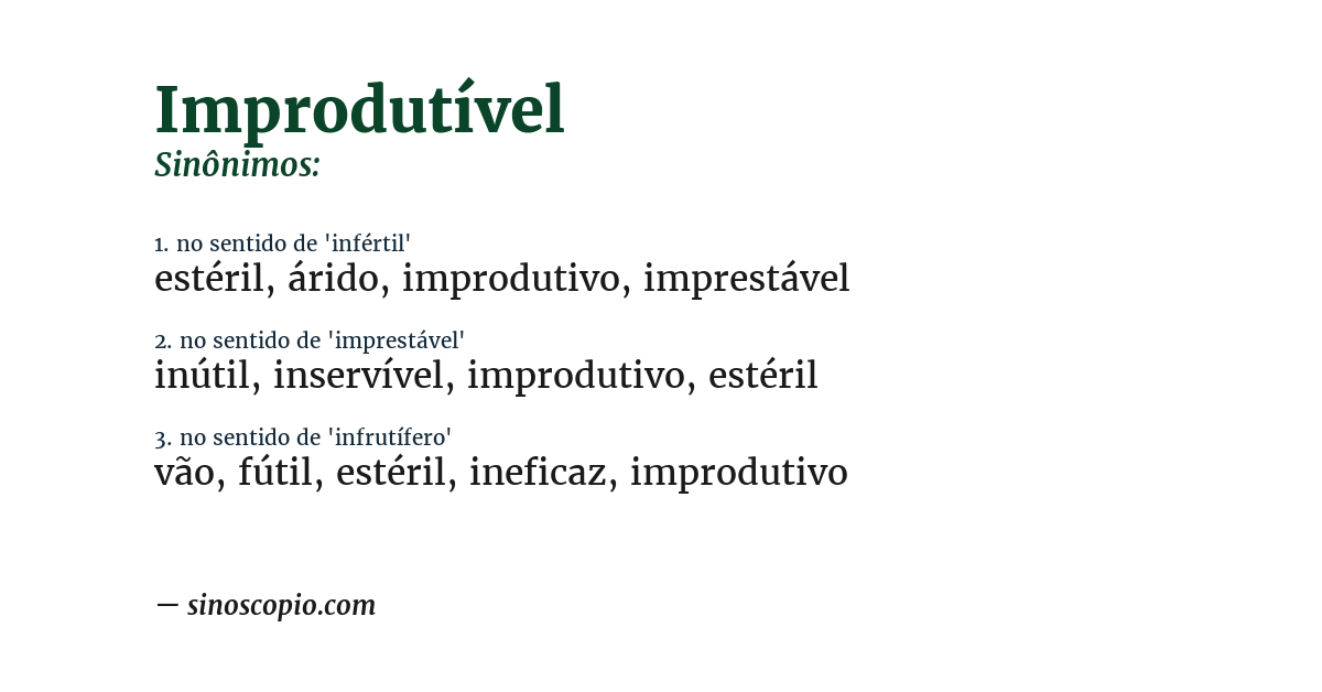 Sinônimo de improdutível