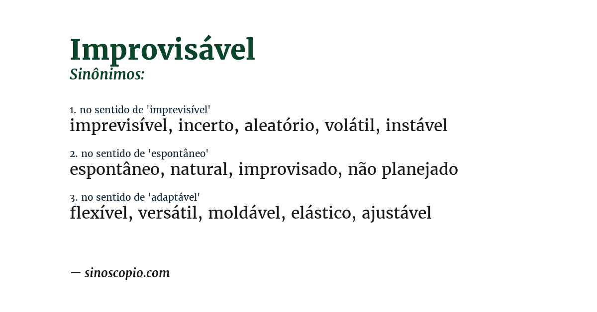Sinônimo de improvisável