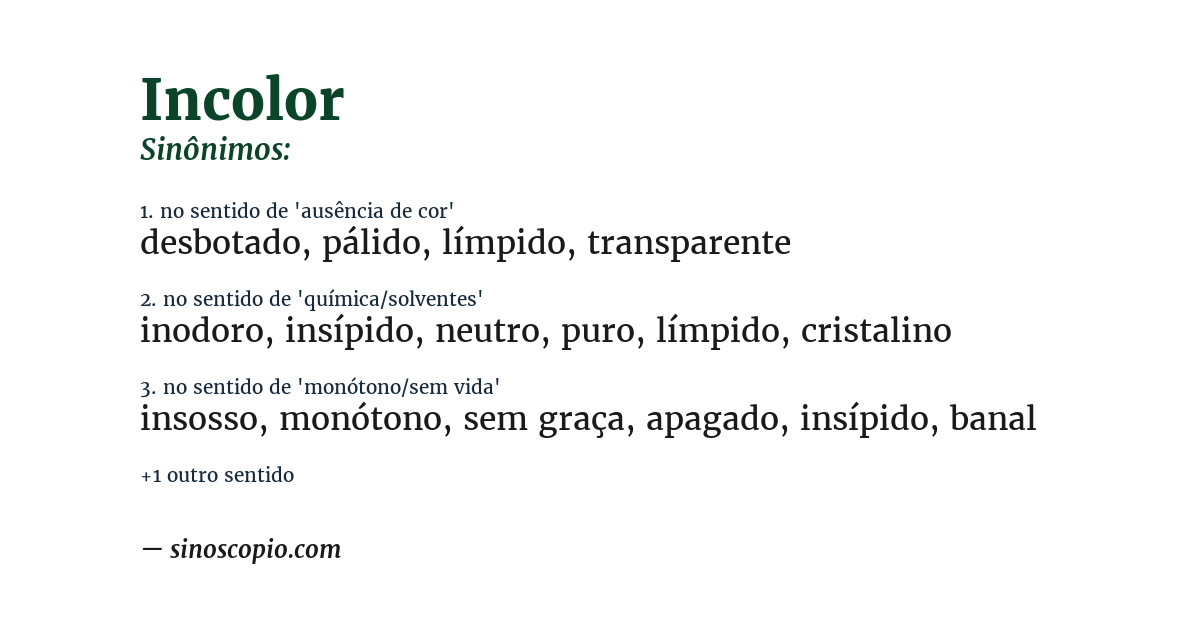 Sinônimo de incolor