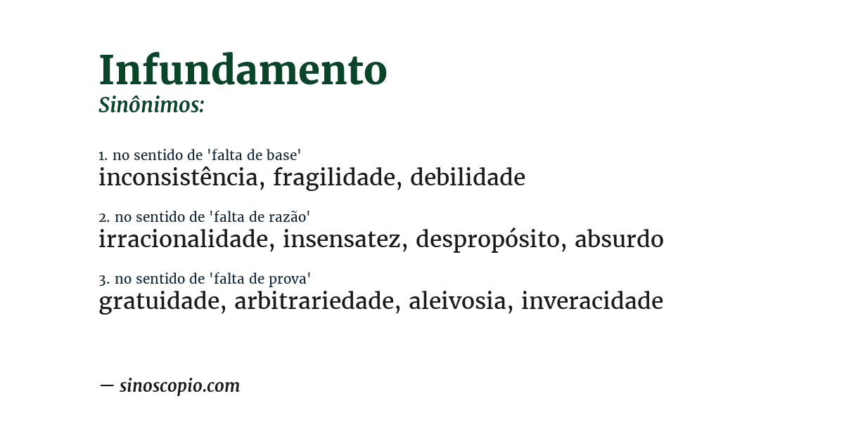 Sinônimo de infundamento