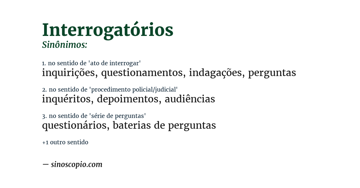 Sinônimo de interrogatórios