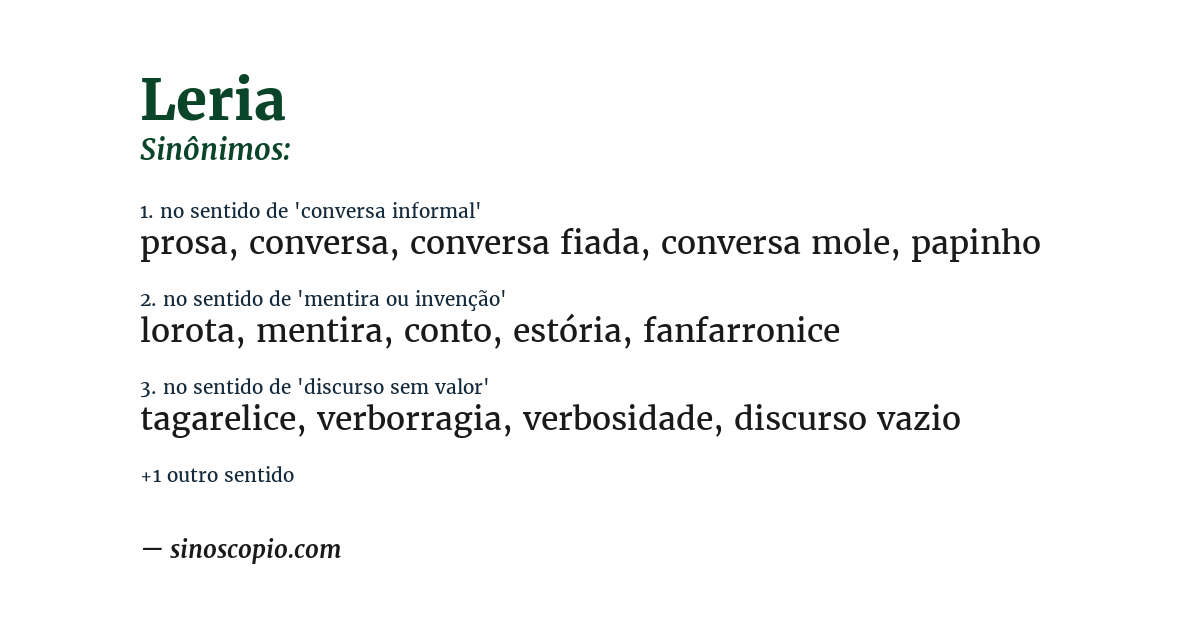 Sinônimo de leria
