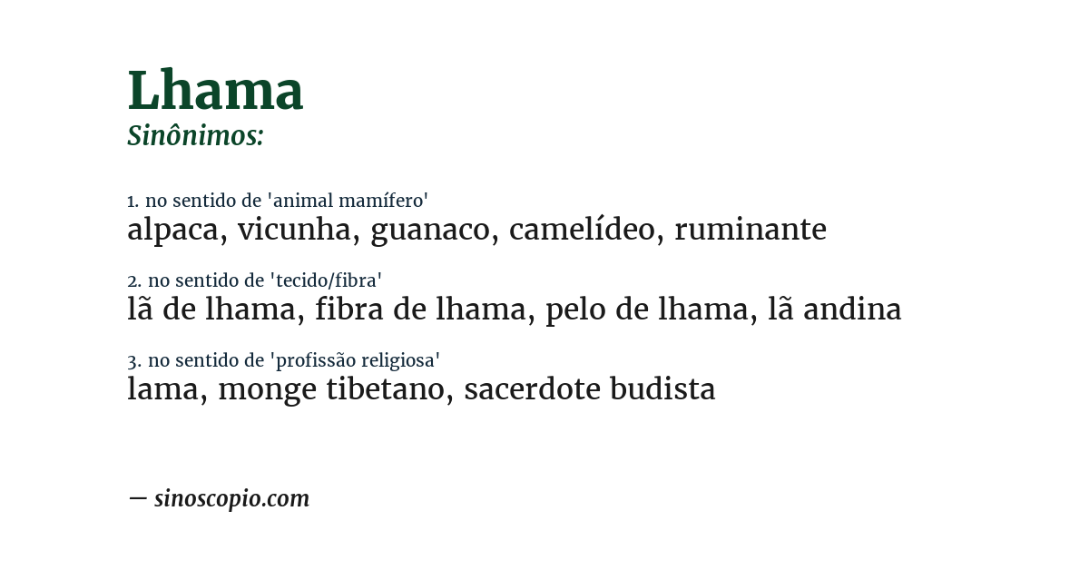 Sinônimo de lhama