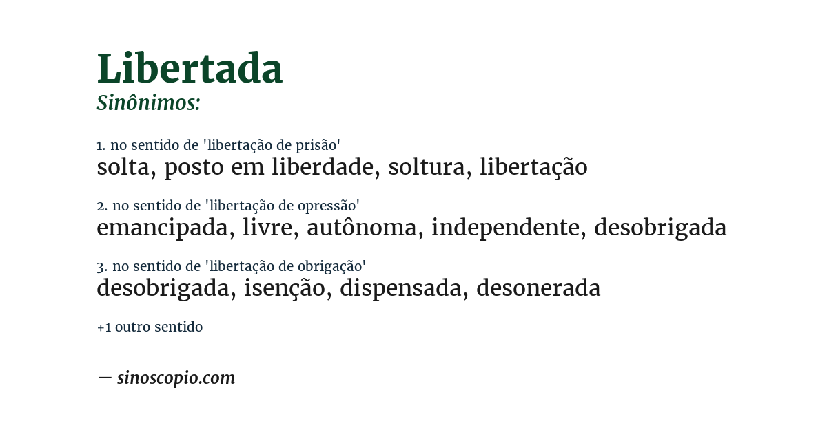 Sinônimo de libertada