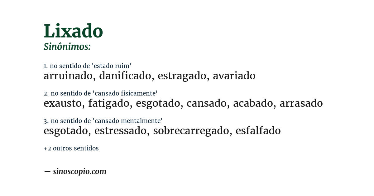 Sinônimo de lixado