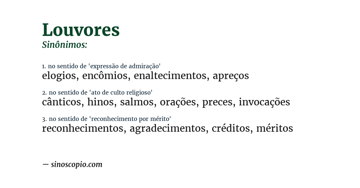 Sinônimo de louvores