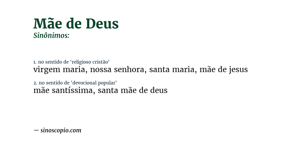 Sinônimo de mãe de deus