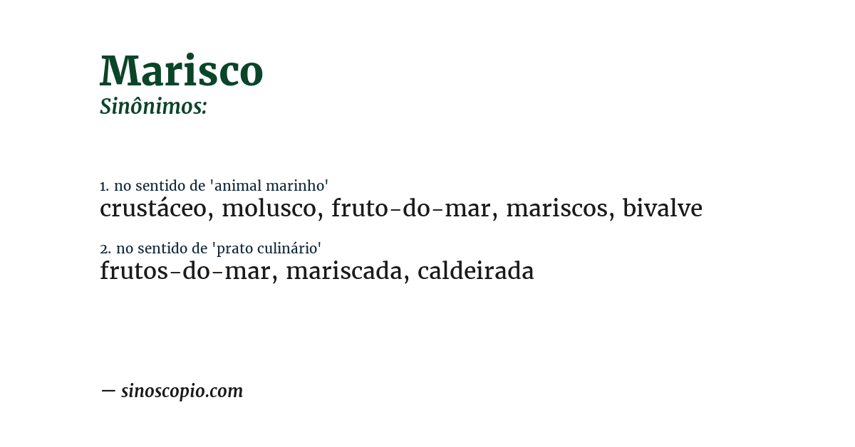 Sinônimo de marisco