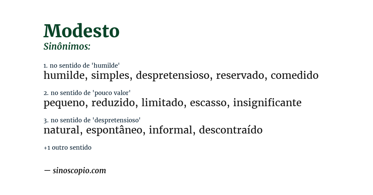 Sinônimo de modesto