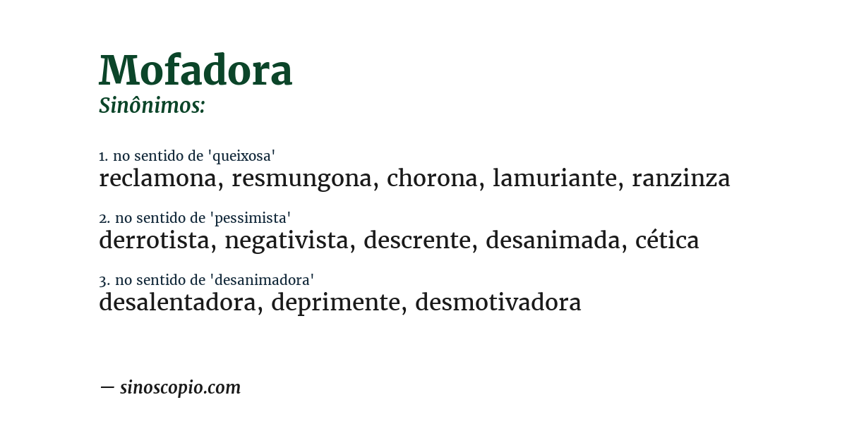 Sinônimo de mofadora
