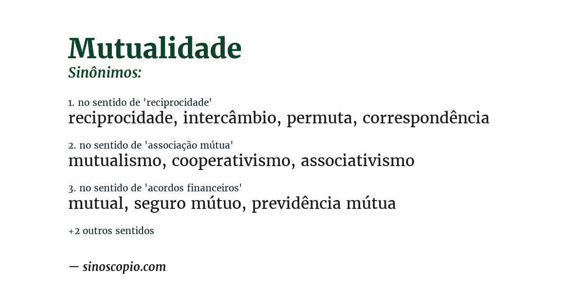 Sinônimo de mutualidade