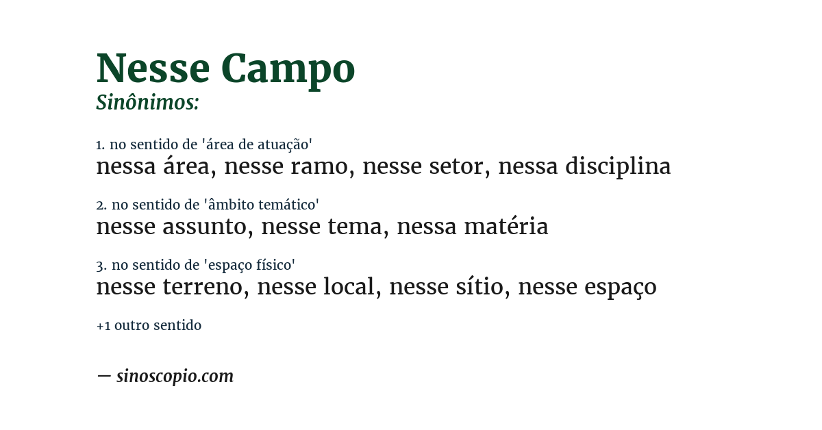 Sinônimo de nesse campo