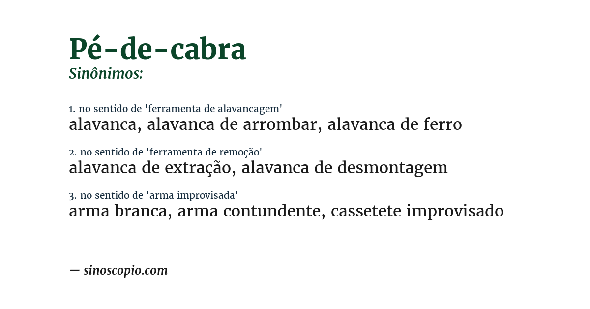 Sinônimo de pé-de-cabra