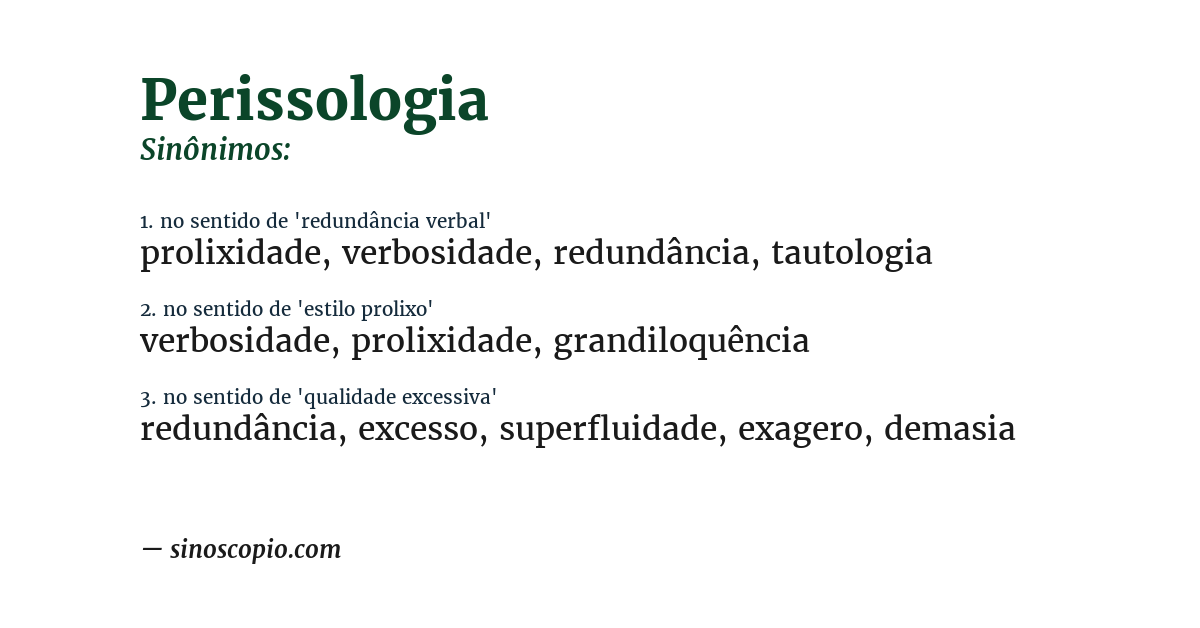 Sinônimo de perissologia